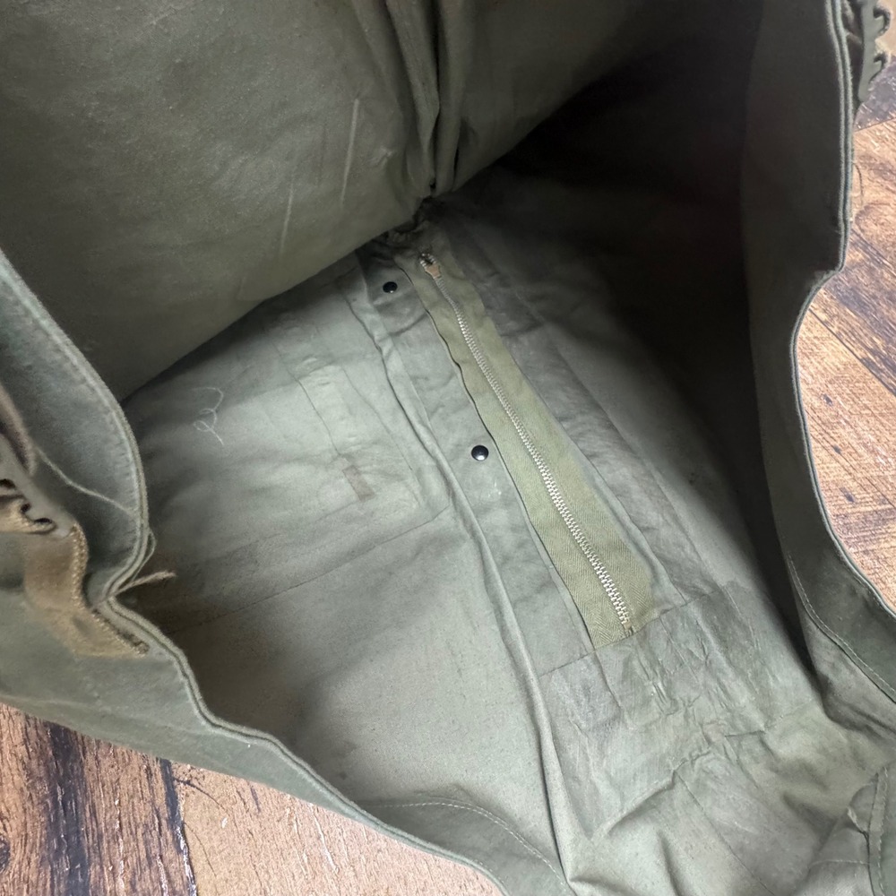 Vintage US Navy Bib Overalls Pants Dungarees Olive Green Cotton Talon Zipper L - Picture 13 of 13